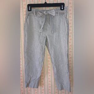 Striped Self-Tie Capri Pants - Size Small